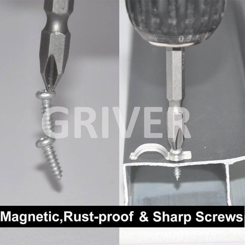 GRIVER 100 Pack Strip Light Mounting Brackets,Fixing Clips,One-Side Fixing,100 Screws Included (Combination package) - Image 3