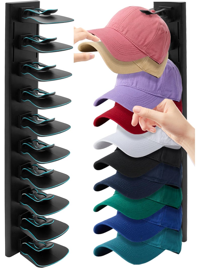 Cerpourt Hat Racks for Baseball CapsHats Rack Organizer Hold Up to 20 HatsHat Organizer for Baseball Caps Hat Holder Storage Display AdhesiveWall Drilled for WallDoorClosetHat Racks for wall 1PK Black - Image 2
