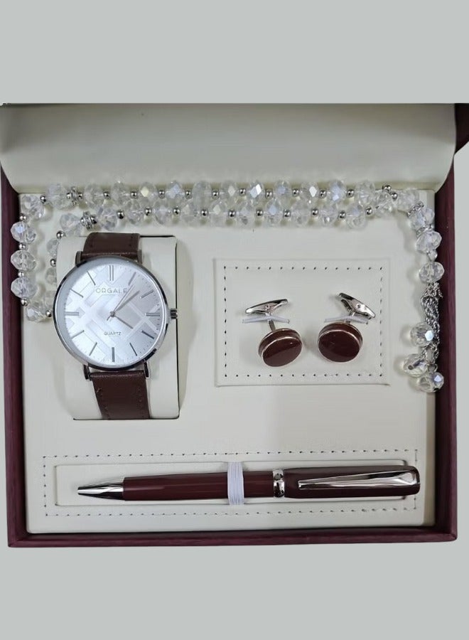 Complete Elegance: A Luxury Watch, Stylish Cufflinks, Premium Tasbih, and an Elegant Pen — The Perfect Gift for a Distinguished Gentleman!  - Image 1
