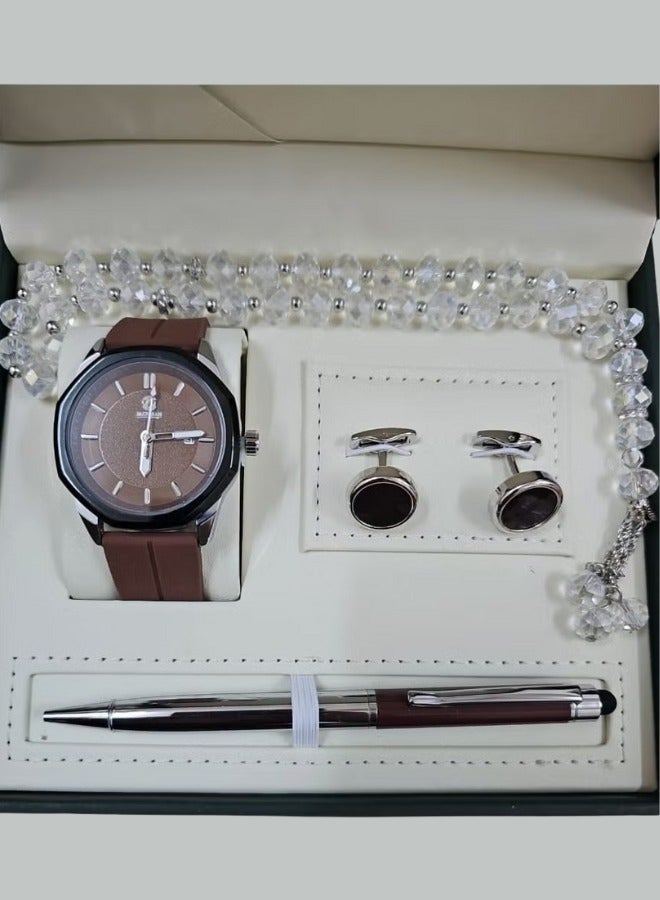 Complete Elegance: A Luxury Watch, Stylish Cufflinks, Premium Tasbih, and an Elegant Pen — The Perfect Gift for a Distinguished Gentleman!  - Image 2
