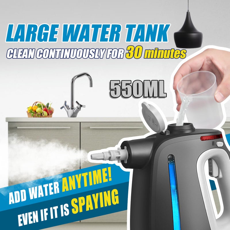 Opstrava Pressurized Handheld Steam Cleaner with 14 PCS Accessories&Safety Lock, 1350W Multi-Purpose Steamer for Cleaning, Portable Steam Cleaner for Home,Car,Grout,Furniture,Bathroom,Kitchen,Tiles&Couch - Image 2