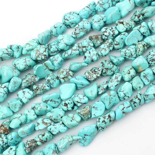LIFAVOVY Blue Turquoise Gemstone Irregular Stone 11-14mm Freeform Loose Beads for Jewelry Making 15 Inch (28-32pcs) - Image 1