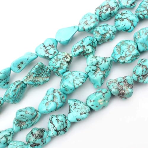 LIFAVOVY Blue Turquoise Gemstone Irregular Stone 11-14mm Freeform Loose Beads for Jewelry Making 15 Inch (28-32pcs) - Image 2