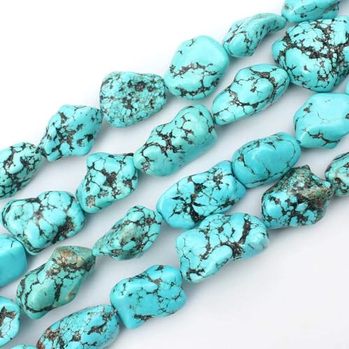LIFAVOVY Blue Turquoise Gemstone Irregular Stone 11-14mm Freeform Loose Beads for Jewelry Making 15 Inch (28-32pcs) - Image 3