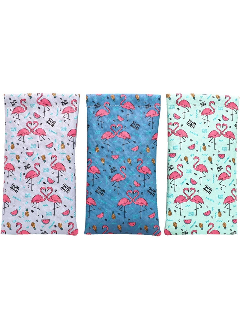 Outman PACK of 3 pcs Squeeze Top Sunglasses Pouch Eyeglass Cases Eyeglass Holder  - Image 2