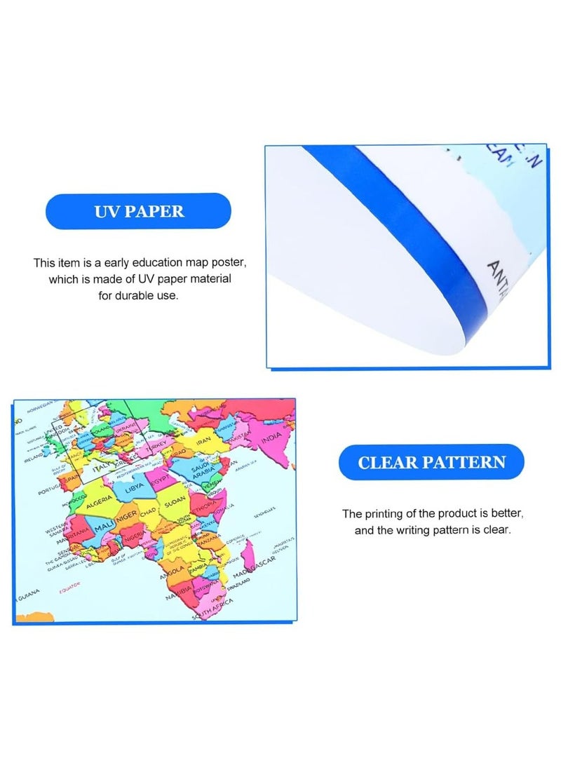 CMGTYYD. ملصق خريطة العالم، مخطط معلومات جغرافية تعليمية، 50×35 سم، لوحة فنية جدارية مطبوعة على قماش، ملصق وديكور جمالي للفصول الدراسية، مكتب، غرفة نوم، لمرحلة ما قبل المدرسة، رياض الأطفال، المرحلة الابتدائية. - Image 2
