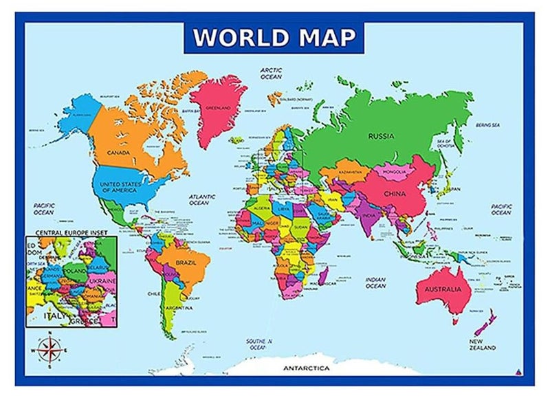 CMGTYYD. ملصق خريطة العالم، مخطط معلومات جغرافية تعليمية، 50×35 سم، لوحة فنية جدارية مطبوعة على قماش، ملصق وديكور جمالي للفصول الدراسية، مكتب، غرفة نوم، لمرحلة ما قبل المدرسة، رياض الأطفال، المرحلة الابتدائية. - Image 1