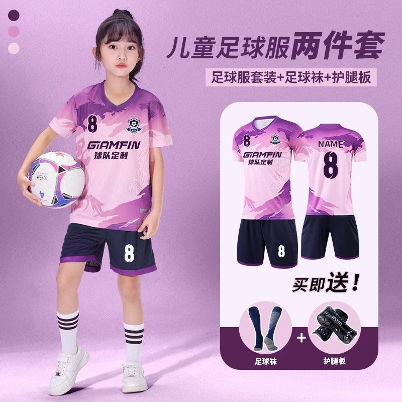 Children'S Football Uniform Suit For Boys And Girls, Primary School Students And Teenagers, Quick-Drying Football Jersey Training Game Team Uniform With Printing - Image 2