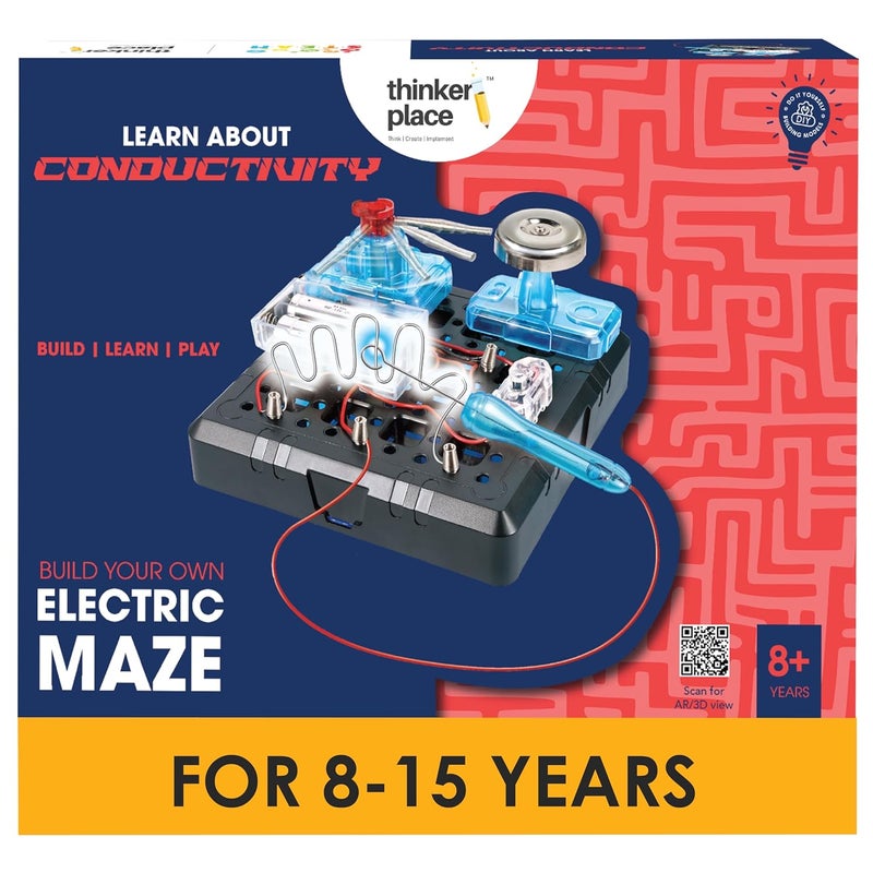 ThinkerPlace DIY Electric Maze Challenge | Build, Learn & Play | STEM Toy for Kids Age 8+ | Conductivity Learning Kit with AR Experience | Fun Educational Game - Image 1