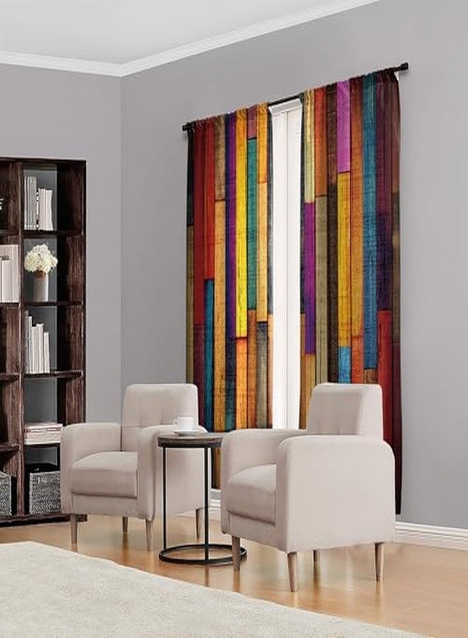 MESHELLY Rustic Farmhouse Curtains 52W X 84H Inch Rod Pocket Colorful Curtains for Living Room Western Barn Door Wooden Decor Multicolor Wood Cabin Country Garage Art Printed Bedroom Drapes 2 Panels - Image 4