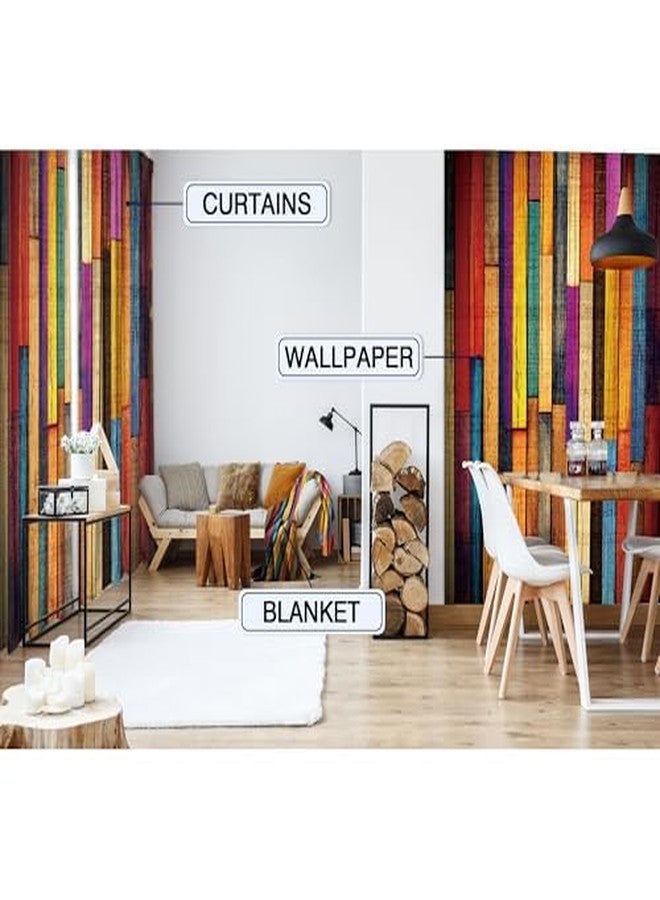 MESHELLY Rustic Farmhouse Curtains 52W X 84H Inch Rod Pocket Colorful Curtains for Living Room Western Barn Door Wooden Decor Multicolor Wood Cabin Country Garage Art Printed Bedroom Drapes 2 Panels - Image 5