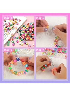Generic 【Product Size】-360pcs 18 different style polymer clay beads 20pcs for each,750 pcs flat clay beads mixed colors 6mm,50pcs 6mm white pearl bead,30pcs 8mm white pearl bead,50pcs heart beads,2 rolls of crystal string.  - Image 5