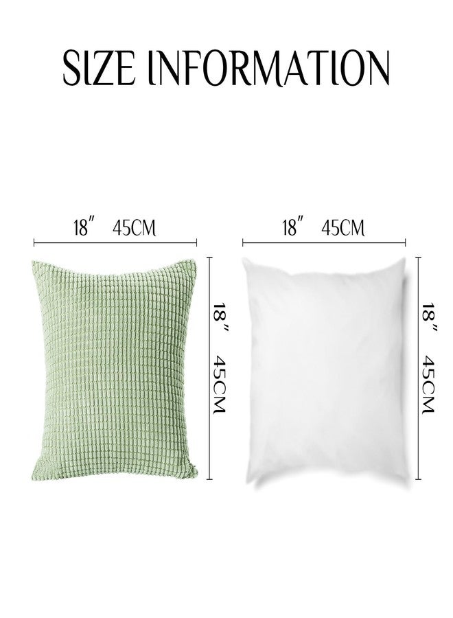 Softalker Throw Pillow Covers 18x18 Inch Set of 2, Super Soft Corduroy Pillow Covers Decorative Boho Striped Pillowcases for Couch Sofa Living Room Bed Home Decor, Sage Green - Image 4