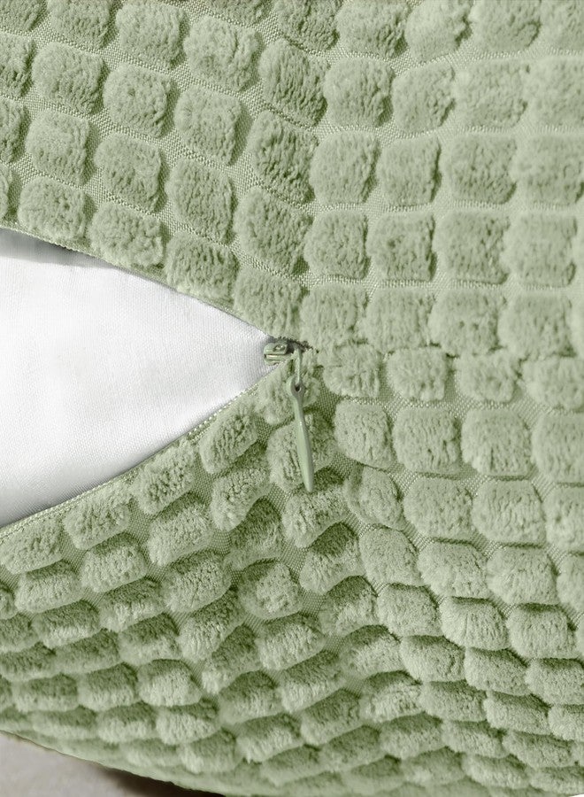 Softalker Throw Pillow Covers 18x18 Inch Set of 2, Super Soft Corduroy Pillow Covers Decorative Boho Striped Pillowcases for Couch Sofa Living Room Bed Home Decor, Sage Green - Image 5