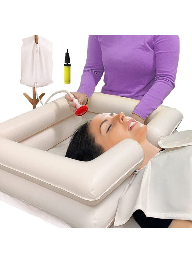 Bedside Inflatable Shampoo Basin Set - Bedridden Hair Washing Bowl System, Hair Shower Bed Bath Supplies for Patient, Disabled, Elderly (Set of 5) - Image 1