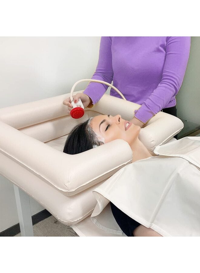 Bedside Inflatable Shampoo Basin Set - Bedridden Hair Washing Bowl System, Hair Shower Bed Bath Supplies for Patient, Disabled, Elderly (Set of 5) - Image 4