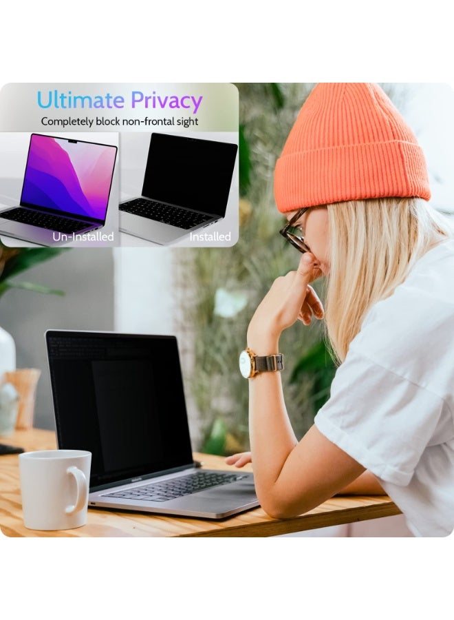 KISSUN Privacy Screen MacBook Pro 16 Inch (2021-2023, M1, M2, M3) -A2991/A2485/A2780, Magnetic Removable Matte Anti Blue Light Glare Filter 16inch Privacy Screen Protector for Mac Pro 16.2" Laptop - Image 2