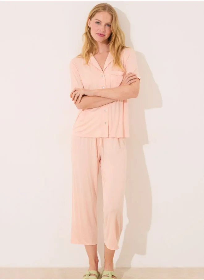 women'secret Orange viscose classic pyjamas