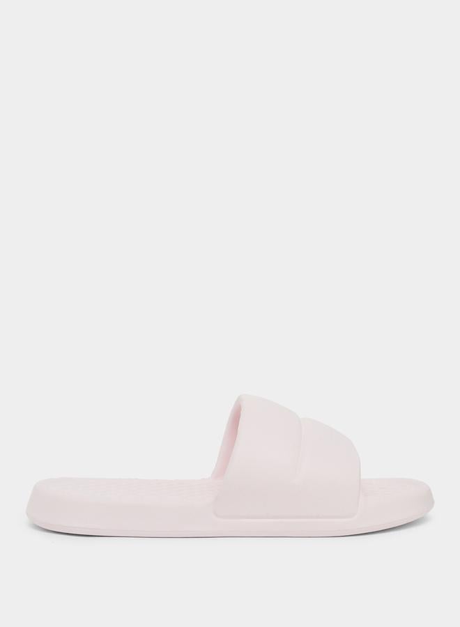Styli Pink Plain Slip-On Slides - Image 1