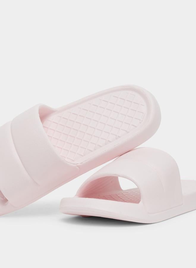 Styli Pink Plain Slip-On Slides - Image 3