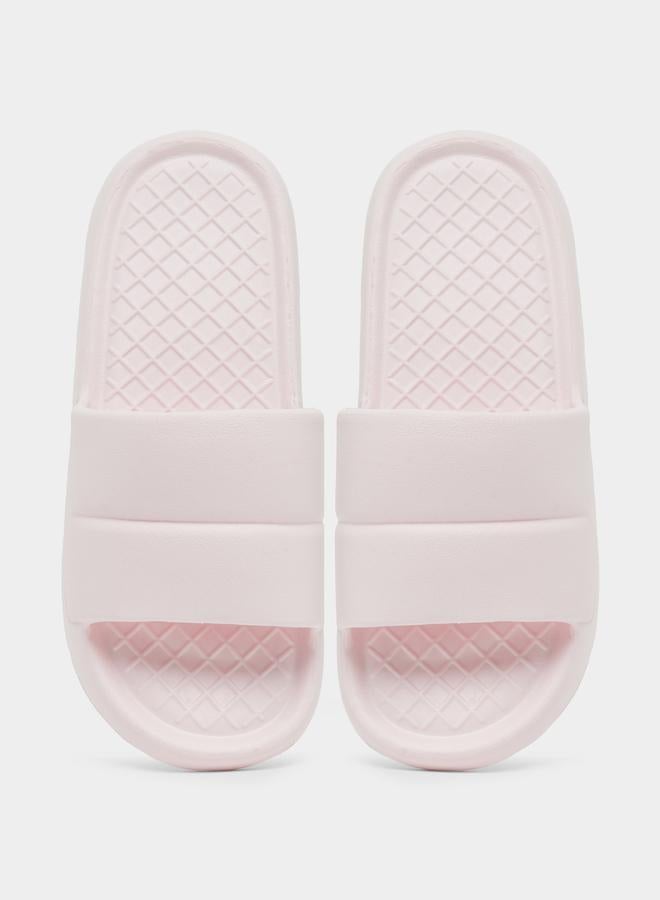 Styli Pink Plain Slip-On Slides - Image 5