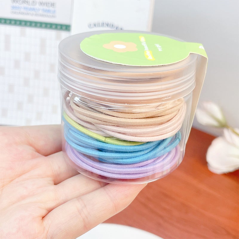 Generic Candy-colored hair rope childrens hair band womens hair does not hurt the elastic good hair band hair rope baby rubber band hair accessories 2# spring canned (48 pieces)