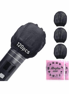 Generic Disposable Microphone Covers Caps Windscreen and Pop Filters Mic Cover Individual Wrapped Package Sanitary for Mic Compatible with Shure U and O Karaoke Microphone Sanitary, 120 Pack, Black  - Image 1