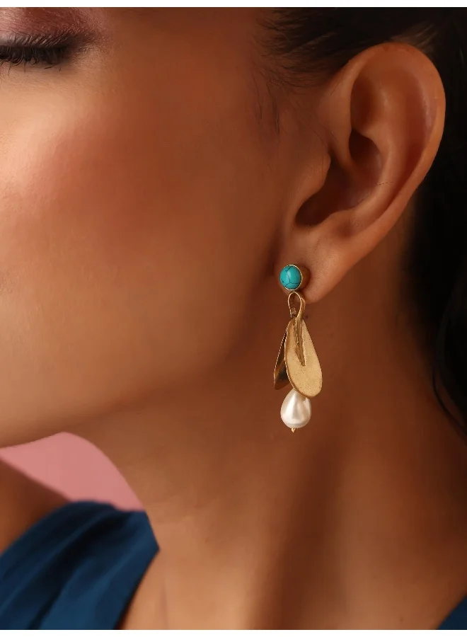 trueBrowns trueBrowns Brass Pearl Drop Earrings