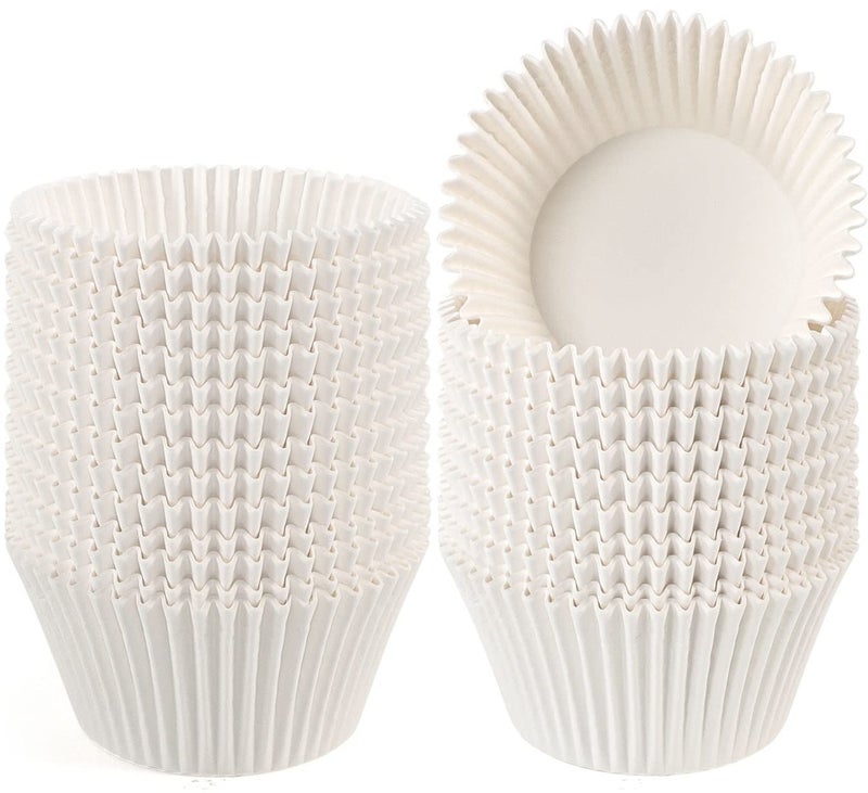 Caperci Jumbo Cupcake Liners White Muffin Baking Cups 300-Count, No Smell, Food Grade, Upgraded Grease-Proof Paper (White) - Image 1