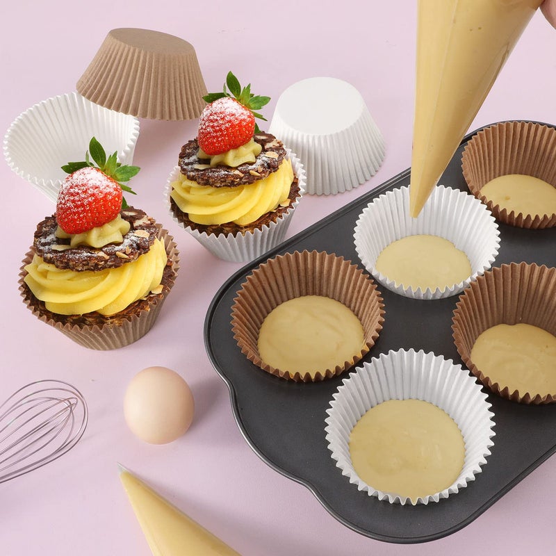 Caperci Jumbo Cupcake Liners White Muffin Baking Cups 300-Count, No Smell, Food Grade, Upgraded Grease-Proof Paper (White) - Image 4