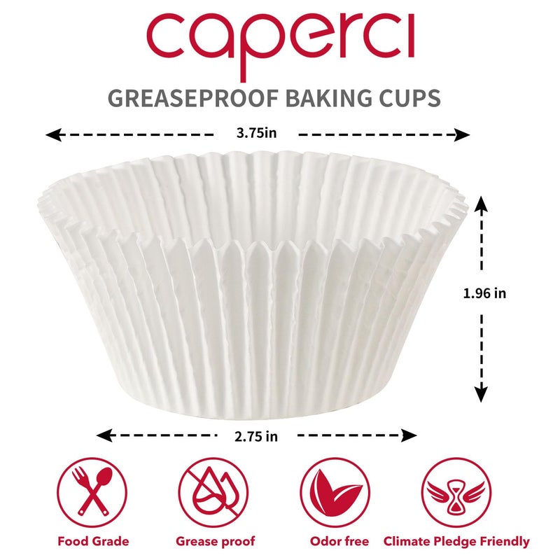 Caperci Jumbo Cupcake Liners White Muffin Baking Cups 300-Count, No Smell, Food Grade, Upgraded Grease-Proof Paper (White) - Image 2