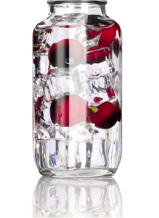 JUVITUS 16 oz / 480 ml Clear Thick Plated Glass French Square Empty Bottle Jar with Metal Silver Lid (6 Pack) Perfect for Home, Travel, Juicing, Kombucha  - Image 3
