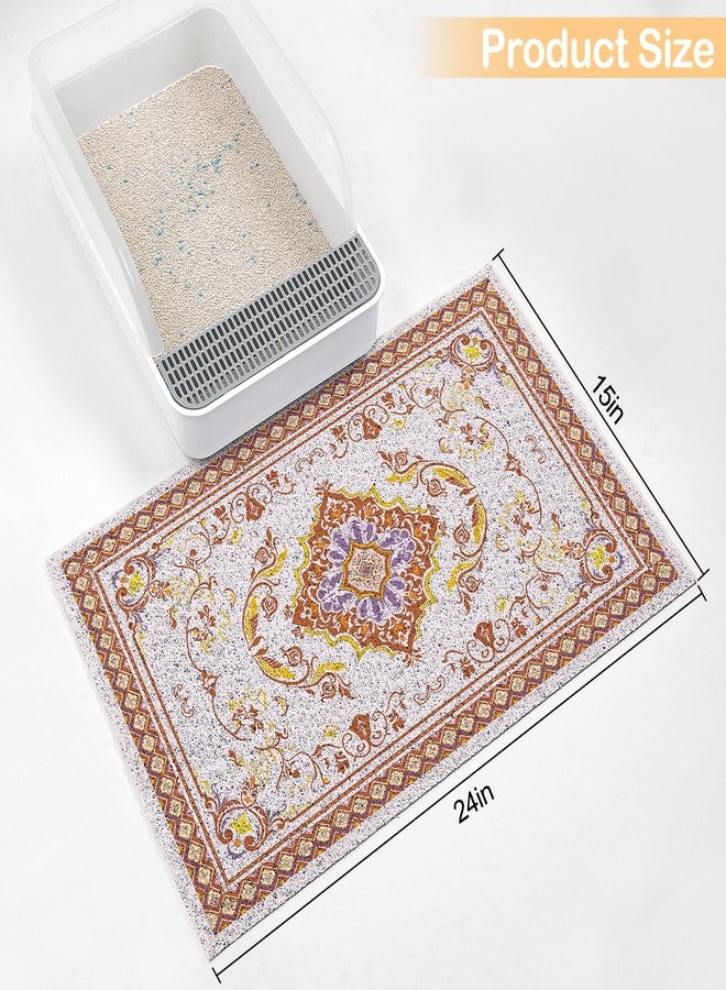 Glittme Cat Litter Mat with Non-slip Bottom Litter Box Mat Waterproof Litter Trapping Mat Easy to Clean Washable Cat Food Mat for Kitty,S - Image 4
