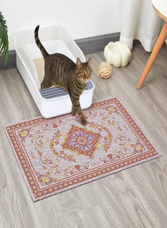 Glittme Cat Litter Mat with Non-slip Bottom Litter Box Mat Waterproof Litter Trapping Mat Easy to Clean Washable Cat Food Mat for Kitty,S - Image 2