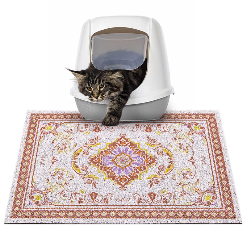 Glittme Cat Litter Mat with Non-slip Bottom Litter Box Mat Waterproof Litter Trapping Mat Easy to Clean Washable Cat Food Mat for Kitty,S - Image 1