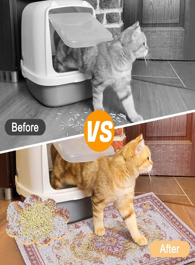 Glittme Cat Litter Mat with Non-slip Bottom Litter Box Mat Waterproof Litter Trapping Mat Easy to Clean Washable Cat Food Mat for Kitty,S - Image 3
