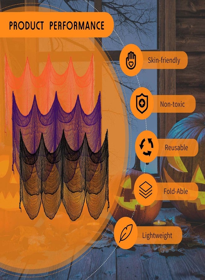 Tegeme Halloween Creepy Cloth 30 x 72 Inch Spooky Polyester Gauze Scary Cloth Doorways Halloween Decorations Assorted Colors Hanging Fabric for Outdoor Yard Home Wall Decor(3 Pieces) - Image 3