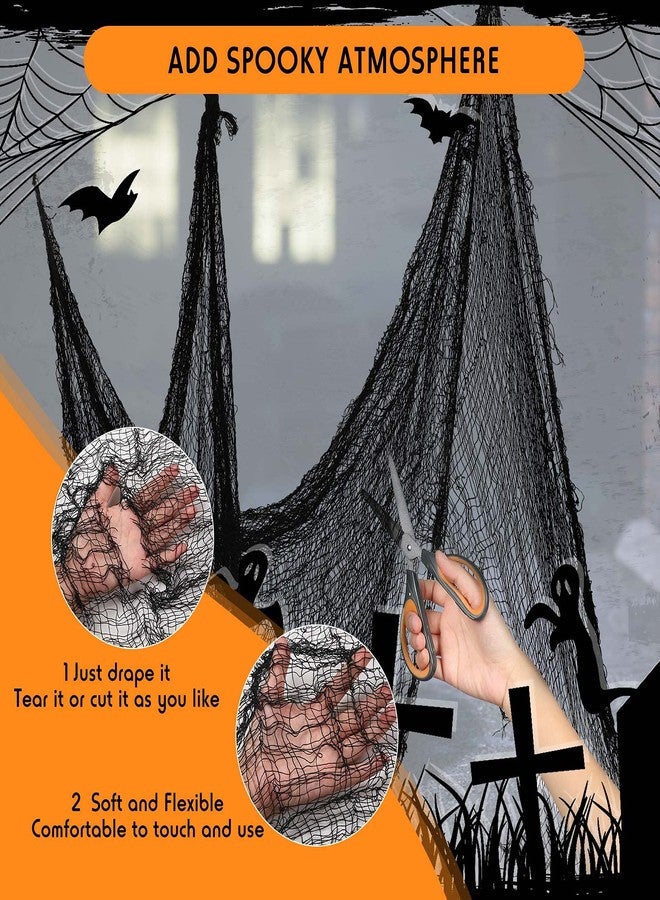 Tegeme Halloween Creepy Cloth 30 x 72 Inch Spooky Polyester Gauze Scary Cloth Doorways Halloween Decorations Assorted Colors Hanging Fabric for Outdoor Yard Home Wall Decor(3 Pieces) - Image 5