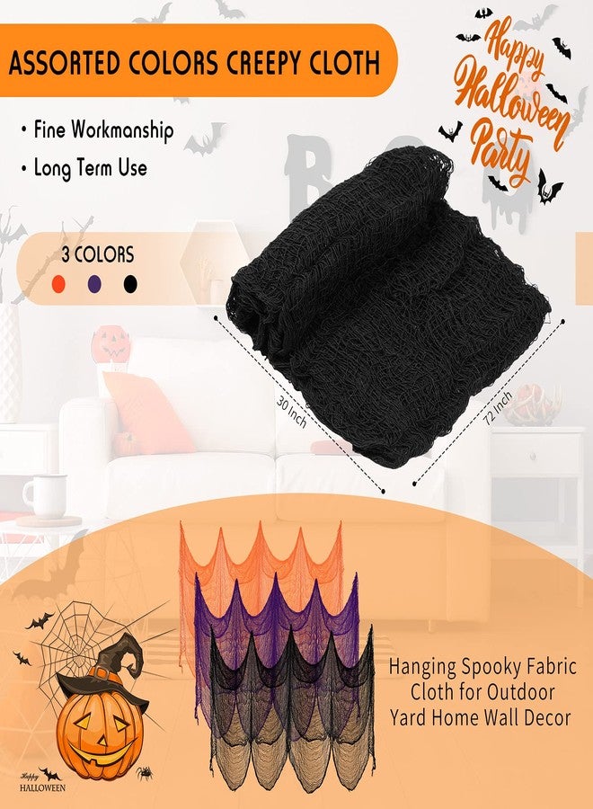 Tegeme Halloween Creepy Cloth 30 x 72 Inch Spooky Polyester Gauze Scary Cloth Doorways Halloween Decorations Assorted Colors Hanging Fabric for Outdoor Yard Home Wall Decor(3 Pieces) - Image 2