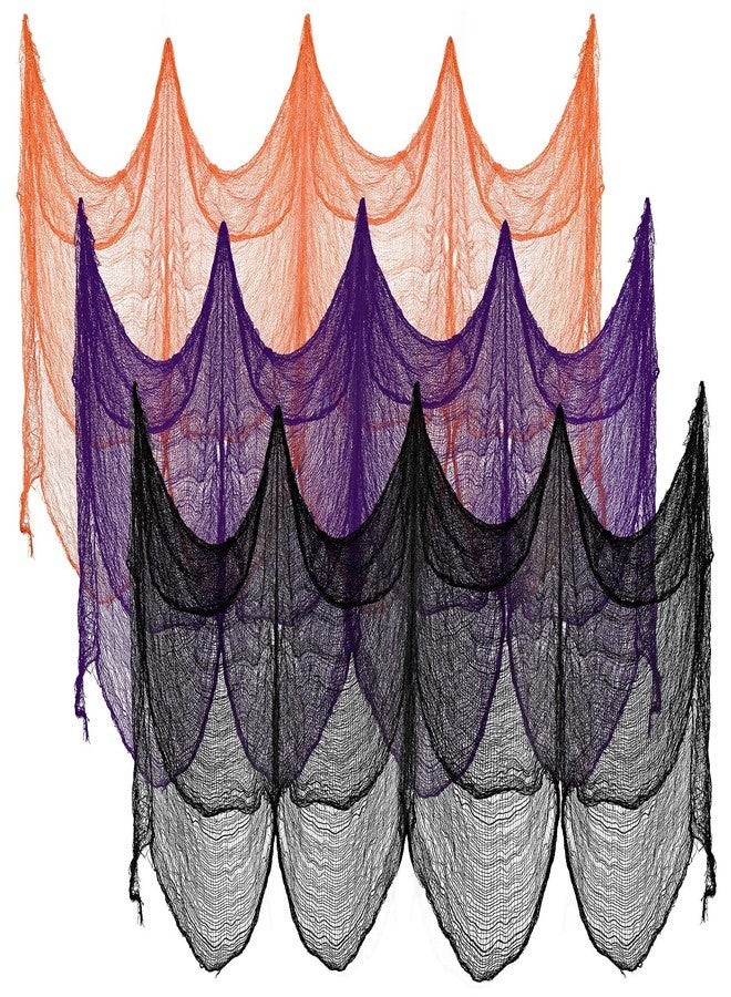 Tegeme Halloween Creepy Cloth 30 x 72 Inch Spooky Polyester Gauze Scary Cloth Doorways Halloween Decorations Assorted Colors Hanging Fabric for Outdoor Yard Home Wall Decor(3 Pieces) - Image 1