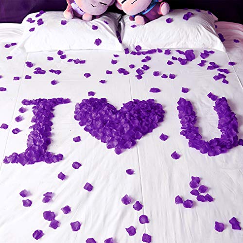 obmwang 2000 PCS Artificial Silk Rose Petals for Wedding Party Favors Decoration and Vase Home Decor Wedding Bridal Decoration. Purple - Image 4