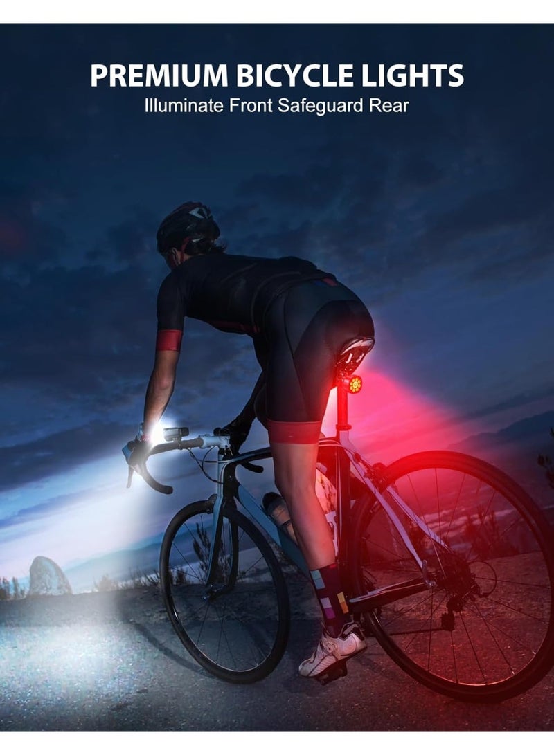 FDTY Bike Lights Front and Back, Super Bright Bicycle Lights USB Rechargeable, 8+7 Lighting Modes, Fast Charging, IP65 Waterproof Bike Light Set for Night Riding/Camping/Mountain - Image 4