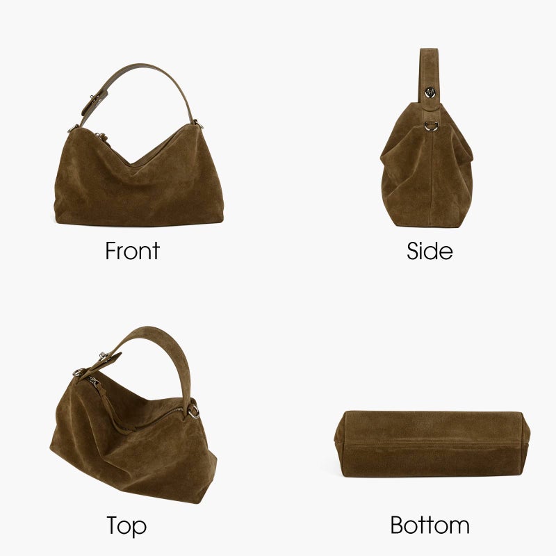 DONNAIN Premium Suede Leather Crossbody Bags for Women, Slouchy Suede Shoulder Bag with Adjustable Strap and Tote Handbag (New Camel) - Image 3