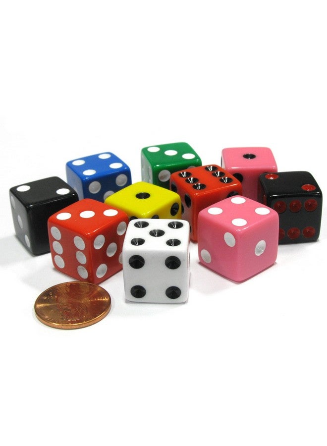 Koplow Games Set Of 10 D6 16Mm Assorted Dicewhite Blue Green Yellow Pink(2) Black(2) Red(2) - Image 2