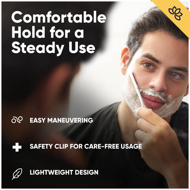 Equinox International Equinox Professional Straight Edge Razor with 100 Single Derby Blades 100% Stainless Steel Razor and Blades - Close Shaving Men's Manual Shaver - Disposable Blades -Barber Straight Razor Kit - Silver - Image 5