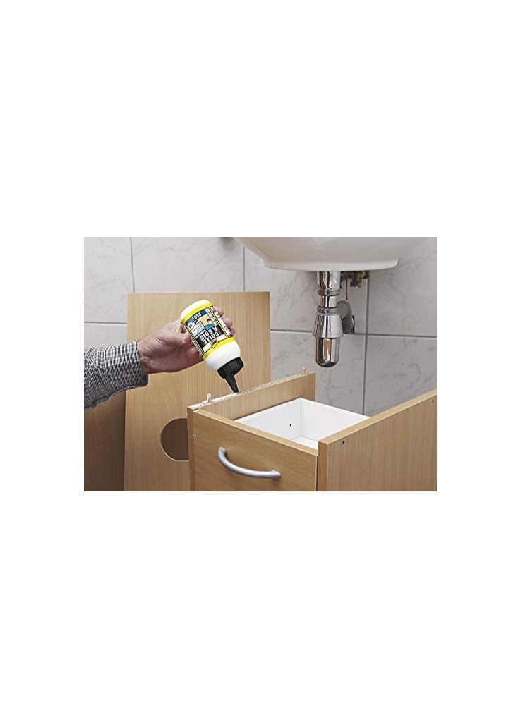 UHU غراء الخشب المقاوم للماء، غراء أبيض مقاوم للماء D3 - مناسب لجميع أنواع الخشب الشائعة، زجاجة، 250 غ، يجف شفاف، لاصق للأعمال اليدوية، البناء، الإصلاح وصناعة النماذج - Image 3