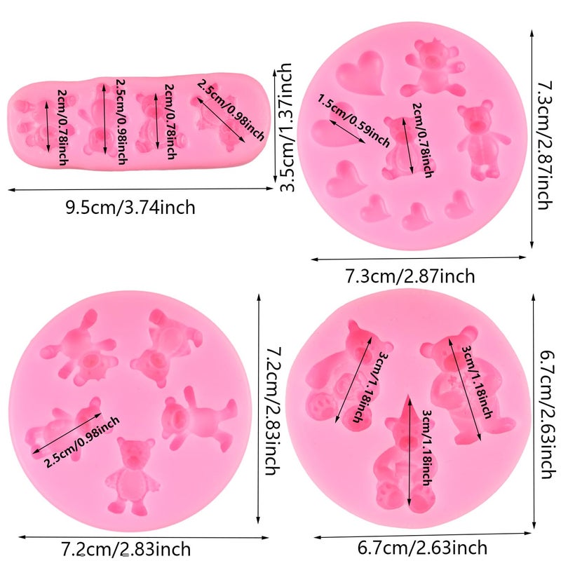 FCKEMLDS Bear Silicone Fondant Mold - Valentine's Day Cute Bear Chocolate Fondant Mold Set of 4 - Image 2