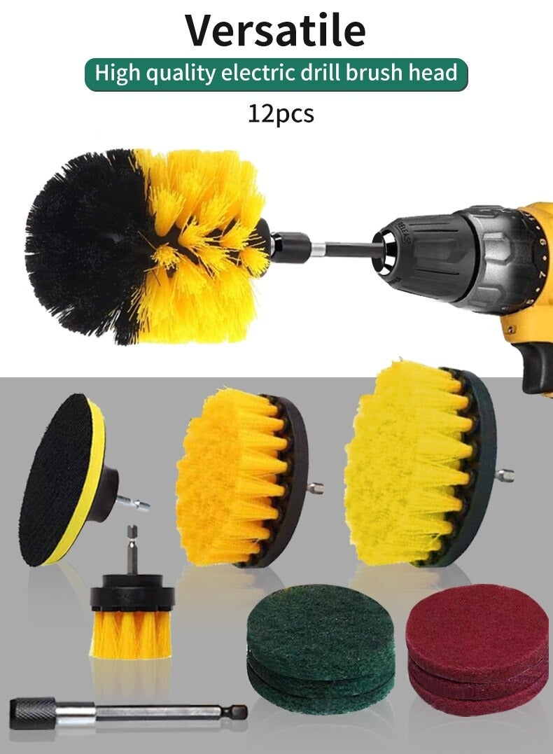 Beauenty 12pcs Electric Drill Brush Head Cleaning Household Universal Tools Floor Tile Polishing Kitchen Bathroom Car Wash Descaling Set - Image 1