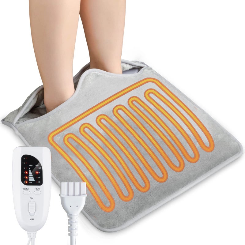 Electric Heated Foot Warmer - Double-Side Foot Heating Pad,Ultra Soft Flannel Electric Fast Heating Pad,Auto Shut Off, 6 Temperature 4Timer Setting Foot and Hand Pain Relief 16''x16'' - Image 1