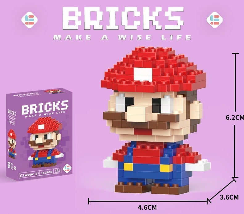 JAYATO 164 PCS Cartoon Red Mario Building Bricks Set, DIY Block Building Set, Classic Mini Building Bricks, Assembling Building Blocks Suitable for Boys and Girls Aged 6 and Up - Image 1
